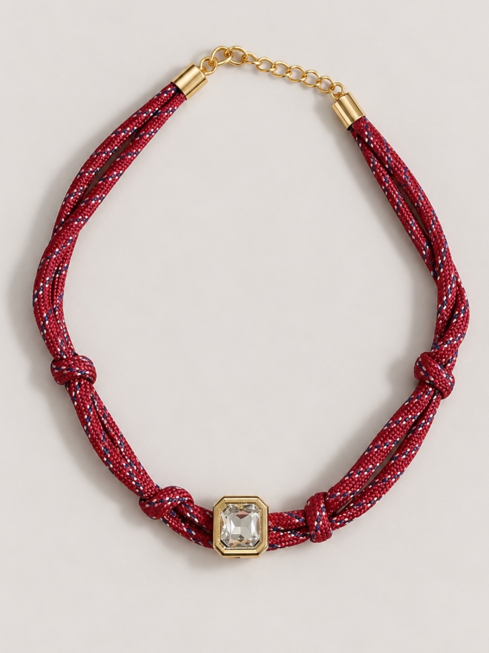 New! Cranberry Red Crystal Pendant Cord Necklace NWOT 4001